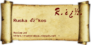 Ruska Ákos névjegykártya